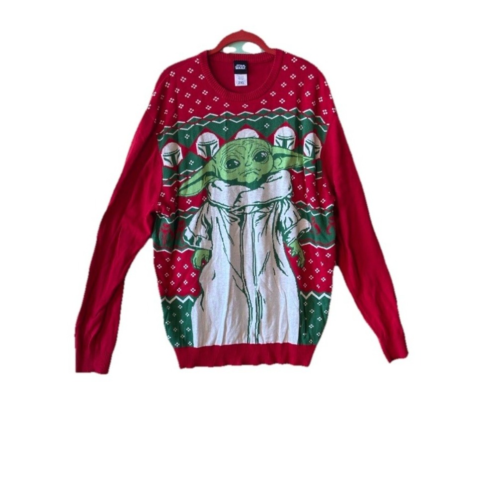 Ugly Christmas Sweater - Star‎ Wars Baby Yoda Mandalorian - Holiday Adult 2XL